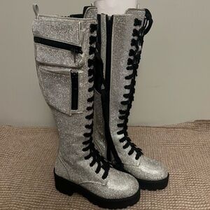 Club Exx "Icy Bling Brigade" Combat Boots from DollsKill size 6